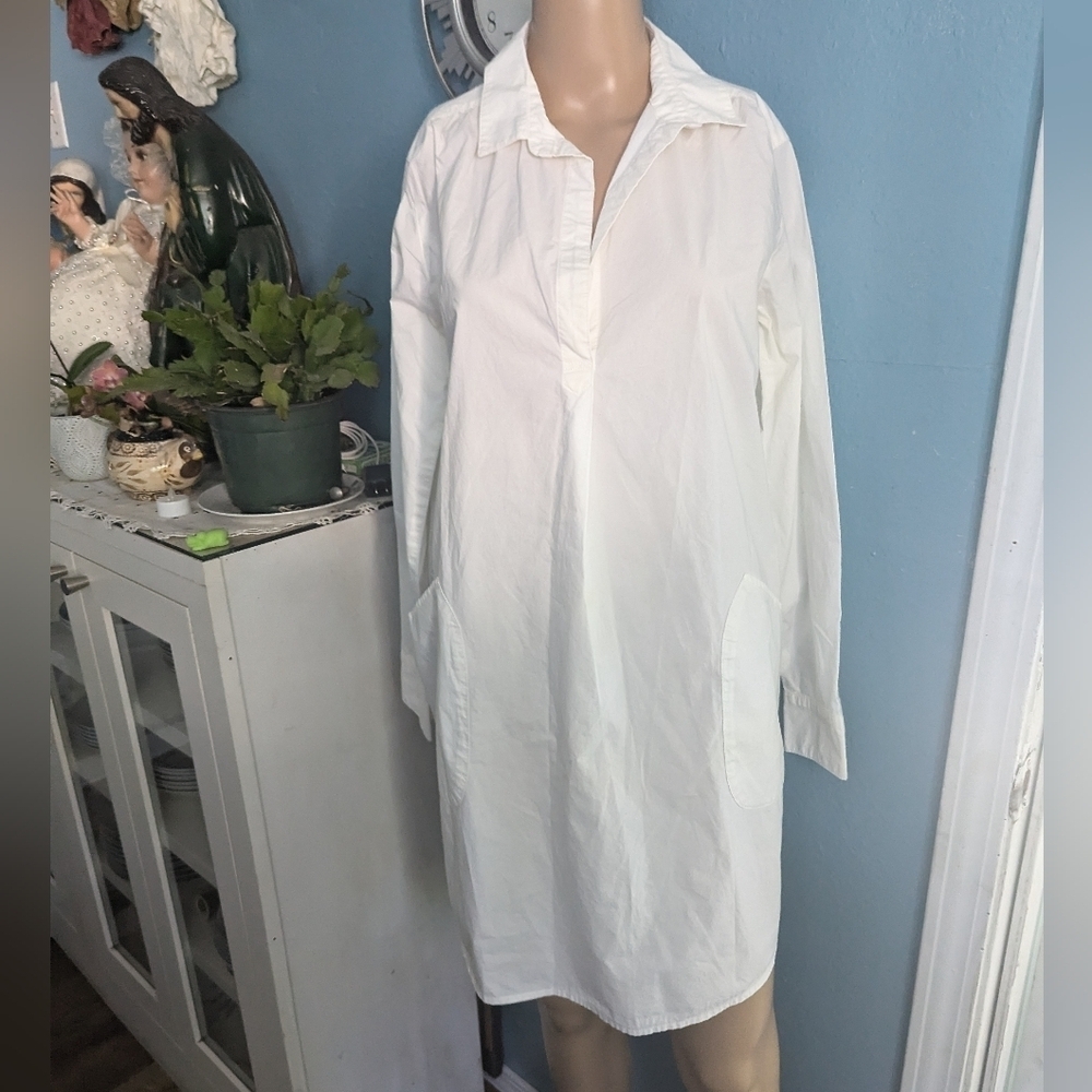 Sundays White Long Sleeve Shirt Dress